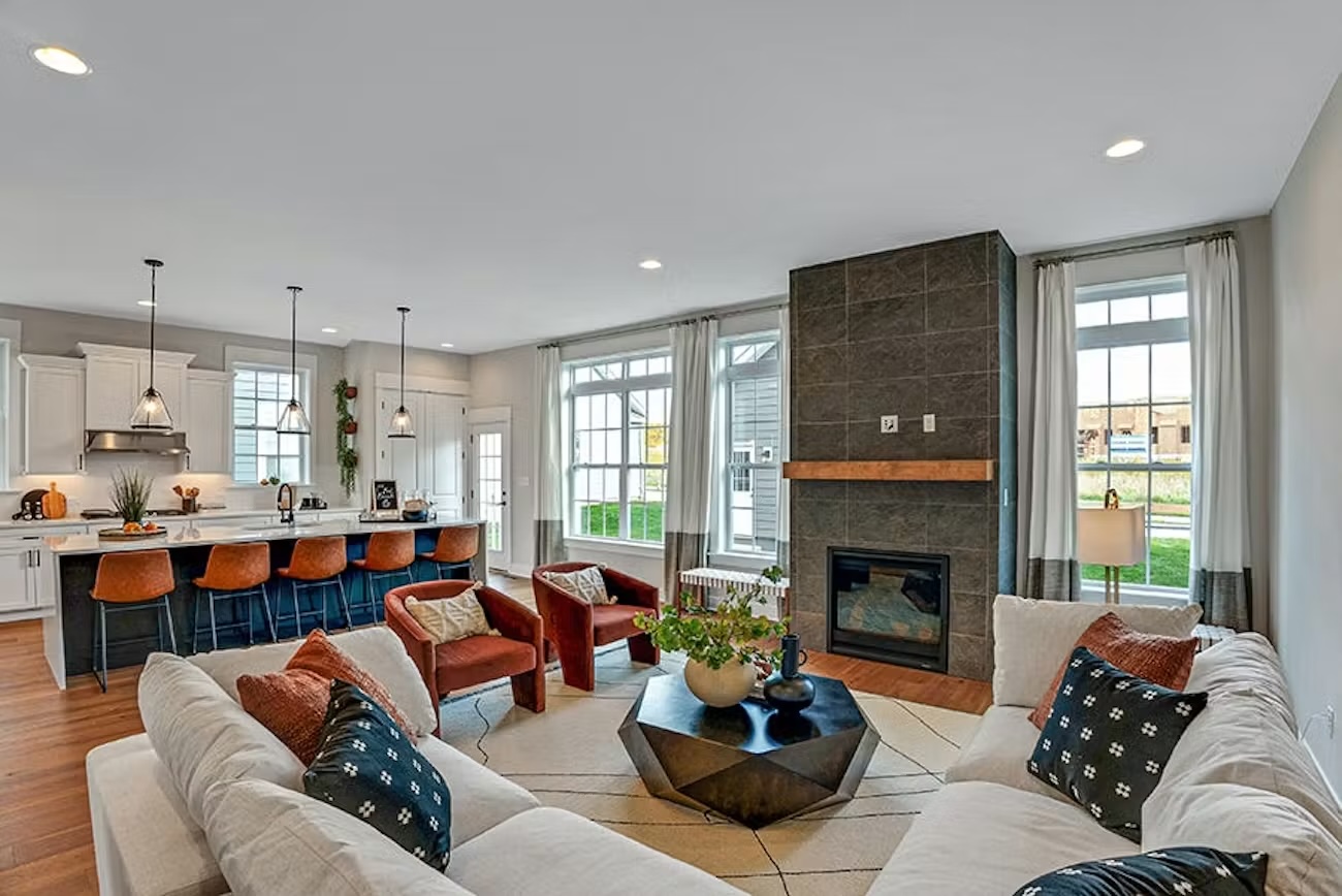 Floor plan from living room to kitchen.